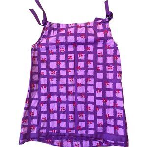 hanna andersson Pillow Case Dress Girls 110 Purple Plaid Floral Sleeveless